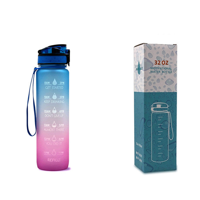1L Motiverende Drinkfles met Tijdmarkeringen – Lekvrije BPA-vrije Tritan Sportfles – Kleurovergang Design