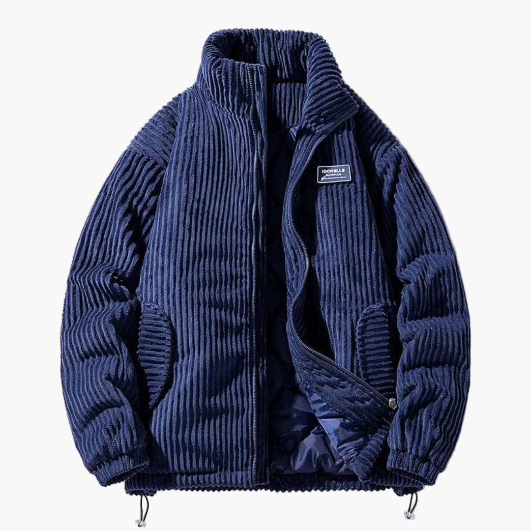Men's Classic Corduroy Puffer Jacket – Stylish Winter Outerwear with Stand Collar