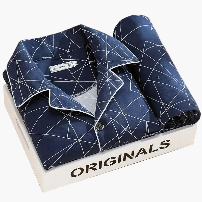 Men's Classic Print Pajama Set for All-Season Comfort and Relaxed Style