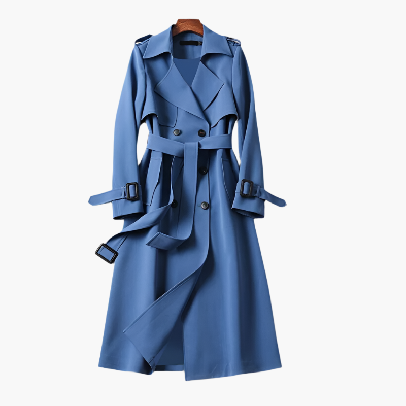 Women's Classic Double-Breasted Trench Coat Elegant Long Overcoat for All Occasions