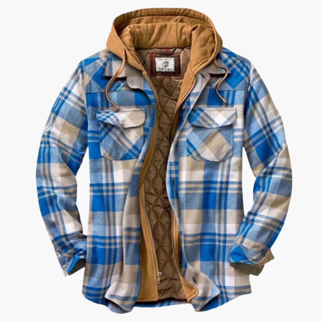 Men's Hooded Plaid Outdoor Jacket - Classic Lumberjack Style for Everyday and Adventure