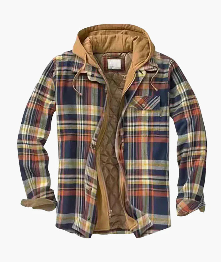 Men's Plaid Sherpa-Lined Hooded Shirt Jacket - Urban Casual Outerwear