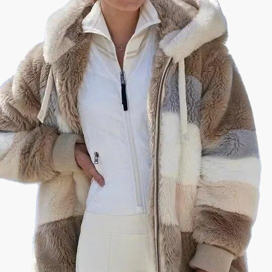 Women's Winter Hooded Zip-Up Casual Jacket - Stylish Warm Everyday Outerwear