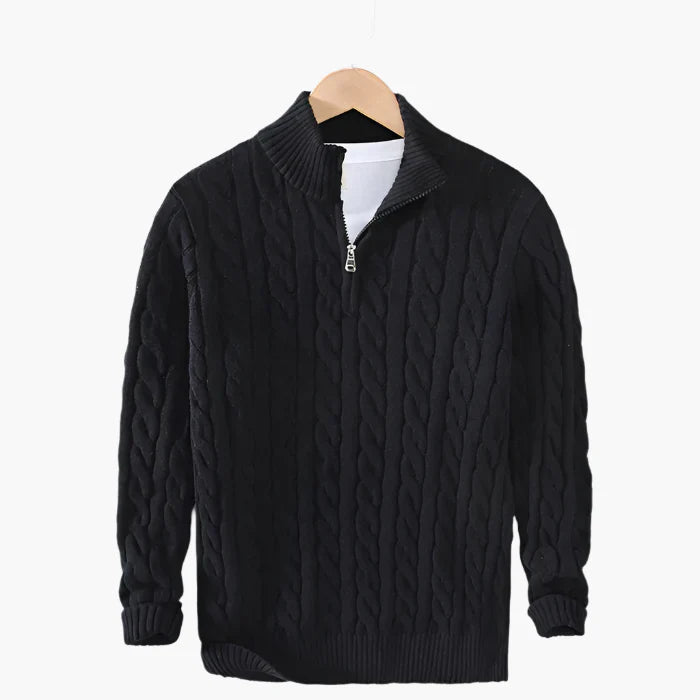 Men's Classic Cable Knit Quarter-Zip Sweater – Versatile Everyday Style
