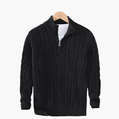 Men's Classic Cable Knit Quarter-Zip Sweater – Versatile Everyday Style