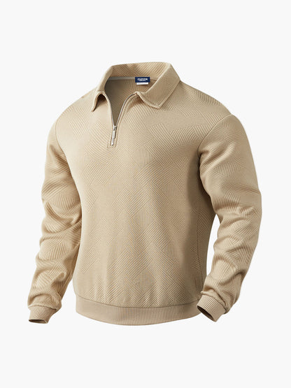 Men's Smart-Casual Half-Zip Patterned Pullover Sweatshirt