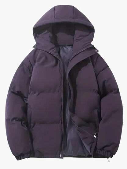 Men's Classic Winter Puffer Jacket with Hood for Cold Weather and Everyday Style