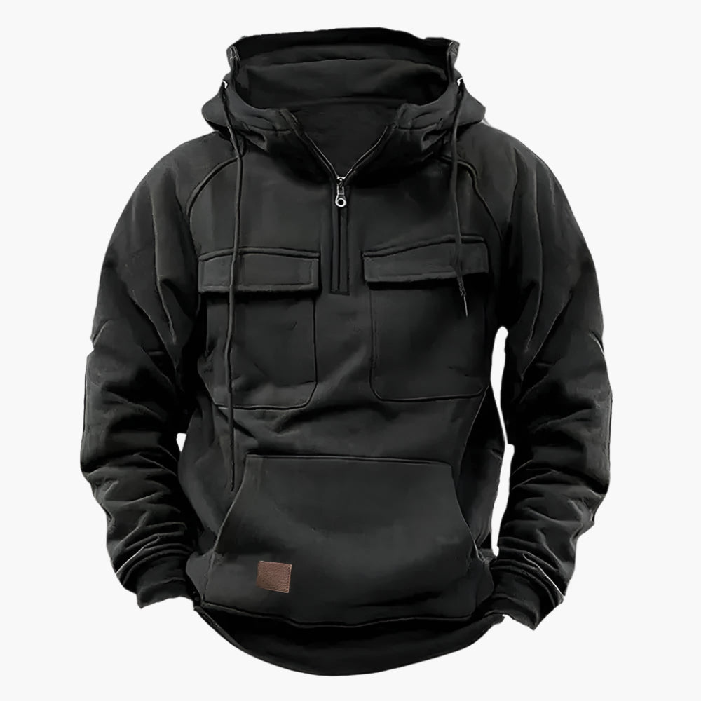 Men's Tactical Winter Hoodie with Zipper – Military Style, Warmth & Comfort