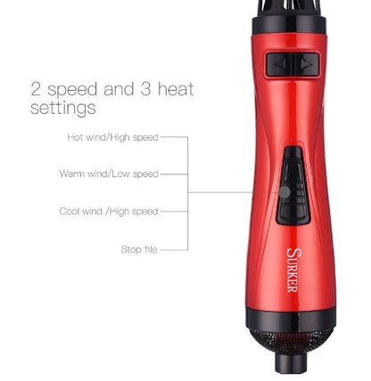 3-in-1 Heteluchtborstel Haarstyler – Roterende Föhnborstel met 3 Warmtestanden, Koude Lucht & Verwisselbare Opzetstukken