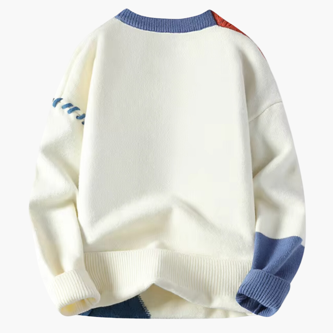 Men's Patchwork Knit Sweater Casual Modern Street Style Pullover