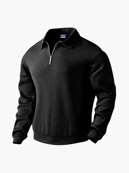 Men's Smart-Casual Half-Zip Patterned Pullover Sweatshirt