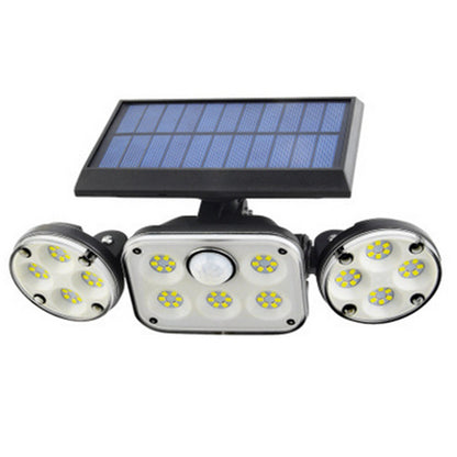 Zonne-energie Beveiligingslamp met Bewegingssensor – 3 Draaibare Koppen, 1200LM, IP65, 74/100 LED