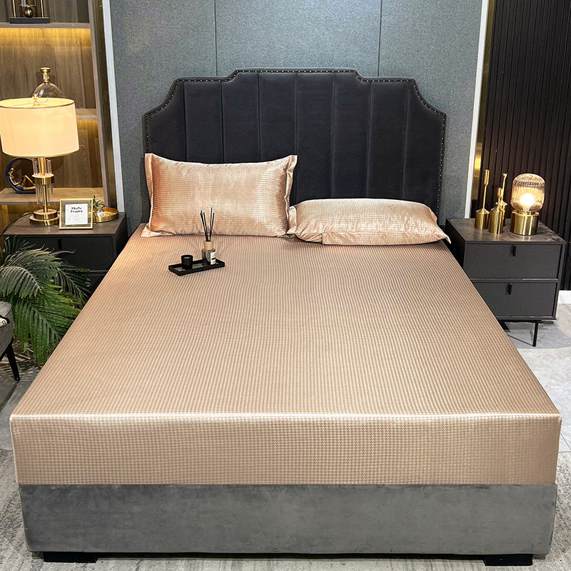 Vivienne – Luxe IJszijde Jacquard Hoeslaken Set van Drie Stukken