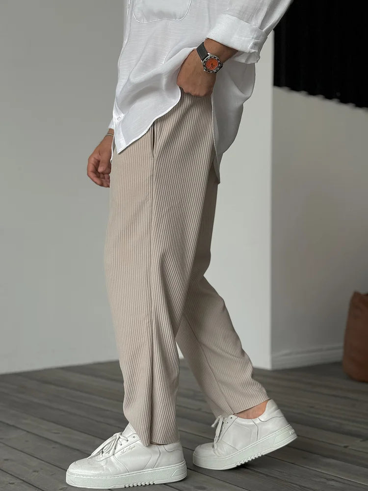 Men's Relaxed Fit Pleated Trousers for Everyday and Smart Casual Wear