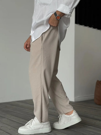 Men's Relaxed Fit Pleated Trousers for Everyday and Smart Casual Wear
