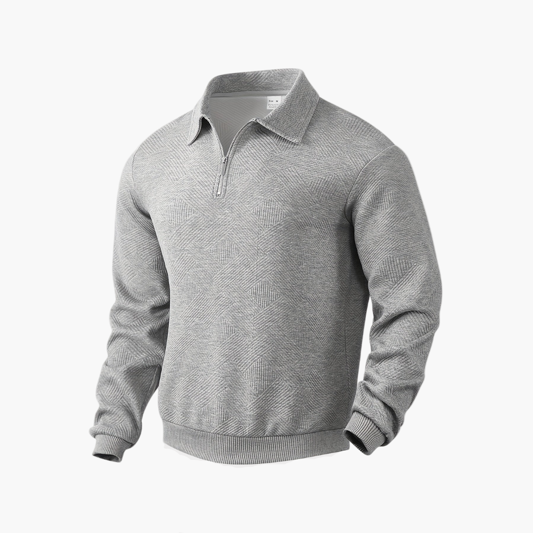 Men's Quarter-Zip Vintage Geometric Sweater – Relaxed Fit, Everyday Style