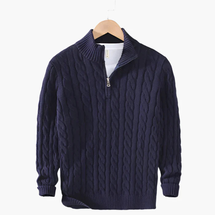Men's Classic Cable Knit Quarter-Zip Sweater – Versatile Everyday Style