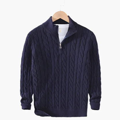 Men's Classic Cable Knit Quarter-Zip Sweater – Versatile Everyday Style