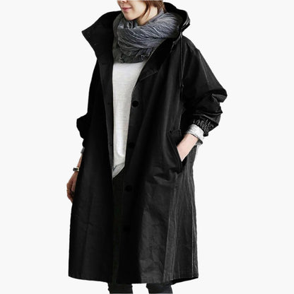 Women's Long Hooded Waterproof Trench Coat – Stylish Everyday Rain Jacket