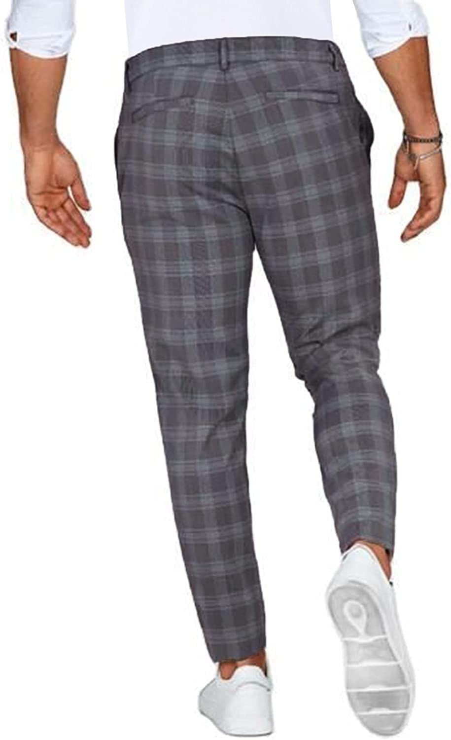 Men's Slim Fit Plaid Chino Pants – Trendy Casual Trousers for Everyday Style