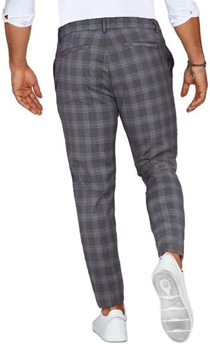 Men's Slim Fit Plaid Chino Pants – Trendy Casual Trousers for Everyday Style