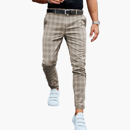 Men's Slim Fit Stretch Checkered Chino Pants – Casual & Business Style