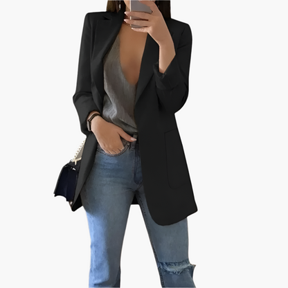 Women's Elegant Long Blazer – Classic Tailored Office & Casual Style