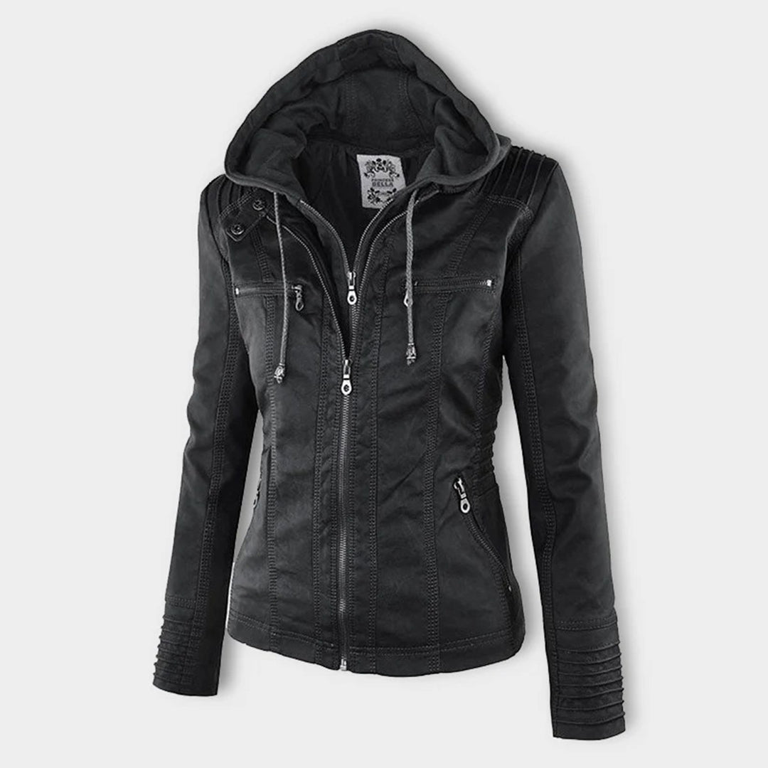 Women's Urban Hooded Moto Jacket – Stylish All-Weather Everyday Outerwear