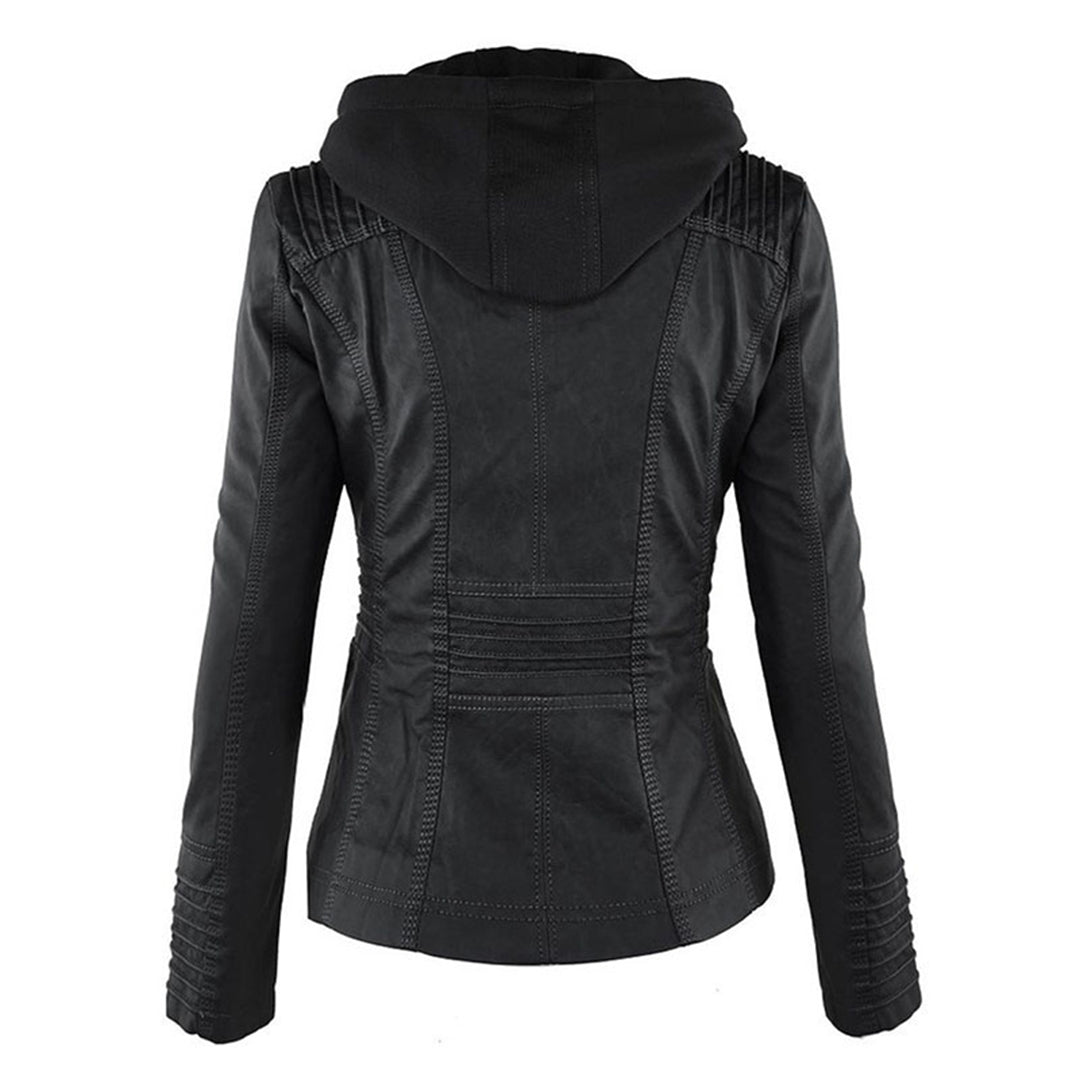 Women's Urban Hooded Moto Jacket – Stylish All-Weather Everyday Outerwear