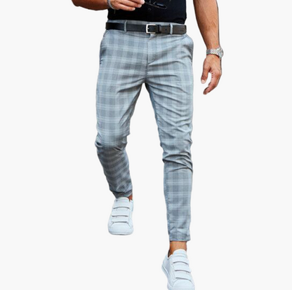 Men's Slim Fit Stretch Checkered Chino Pants – Casual & Business Style