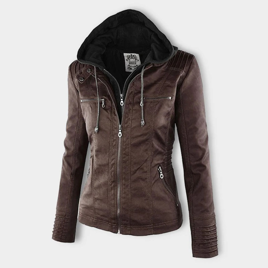 Women's Urban Hooded Moto Jacket – Stylish All-Weather Everyday Outerwear
