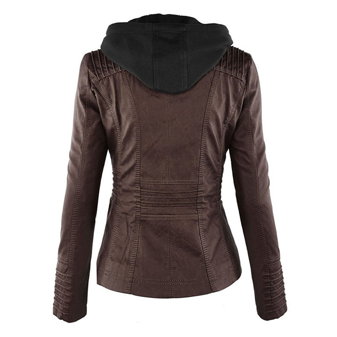Women's Urban Hooded Moto Jacket – Stylish All-Weather Everyday Outerwear