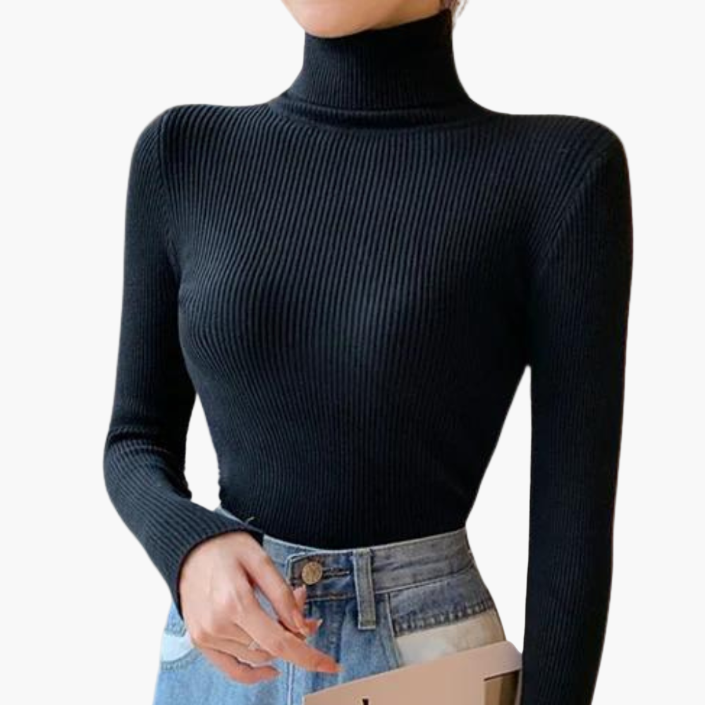 Women's Elegant Slim Fit Turtleneck Sweater - Versatile Stylish Knit Pullover