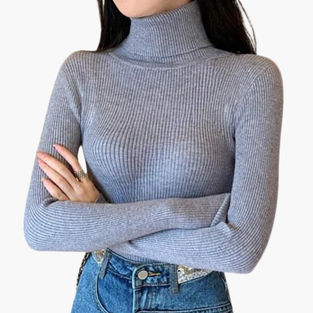 Women's Elegant Slim Fit Turtleneck Sweater - Versatile Stylish Knit Pullover