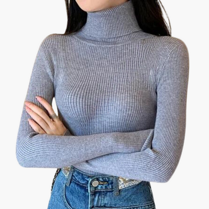 Women's Elegant Slim Fit Turtleneck Sweater - Versatile Stylish Knit Pullover