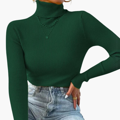 Women's Elegant Slim Fit Turtleneck Sweater - Versatile Stylish Knit Pullover