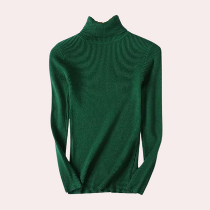 Women's Elegant Slim Fit Turtleneck Sweater - Versatile Stylish Knit Pullover