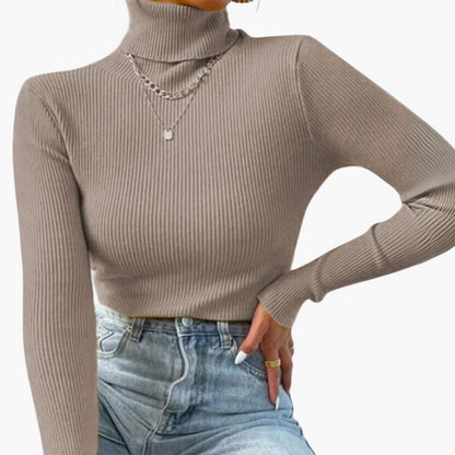 Women's Elegant Slim Fit Turtleneck Sweater - Versatile Stylish Knit Pullover