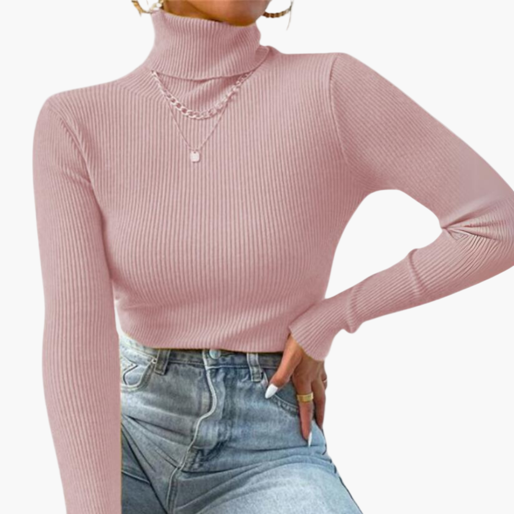 Women's Elegant Slim Fit Turtleneck Sweater - Versatile Stylish Knit Pullover