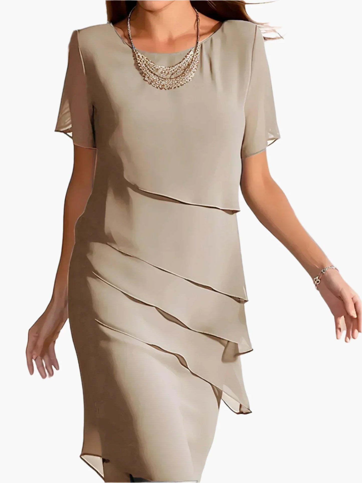 Women's Elegant Layered Evening Dress - Slimming Formal Cocktail Party Wear