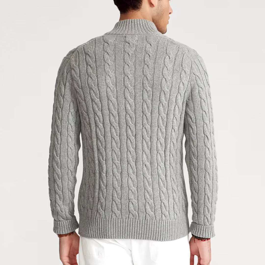 Men's Classic Cable-Knit Half-Zip Sweater for Timeless Style and Everyday Comfort