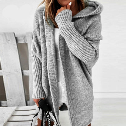 Women's Cozy Hooded Oversized Cardigan – Casual Autumn Winter Knitwear