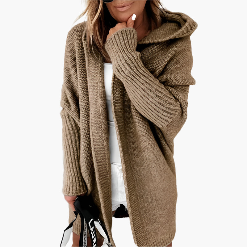 Women's Cozy Hooded Oversized Cardigan – Casual Autumn Winter Knitwear