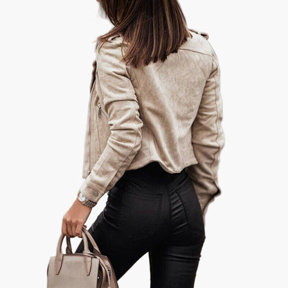 Women's Stylish Cropped Moto Jacket for Everyday Elegance