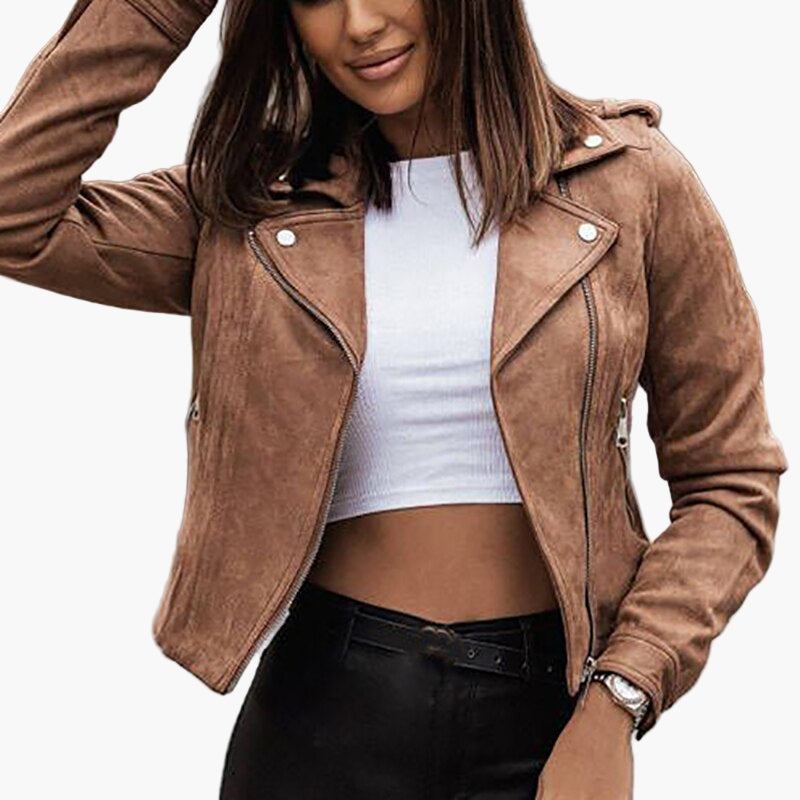 Women's Stylish Cropped Moto Jacket for Everyday Elegance