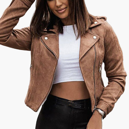 Women's Stylish Cropped Moto Jacket for Everyday Elegance