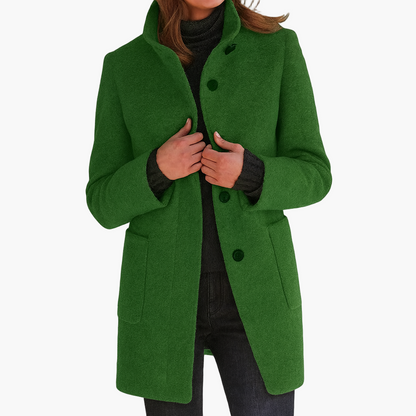 Women's Classic Straight-Cut Winter Coat with High Collar – Elegant Everyday Outerwear