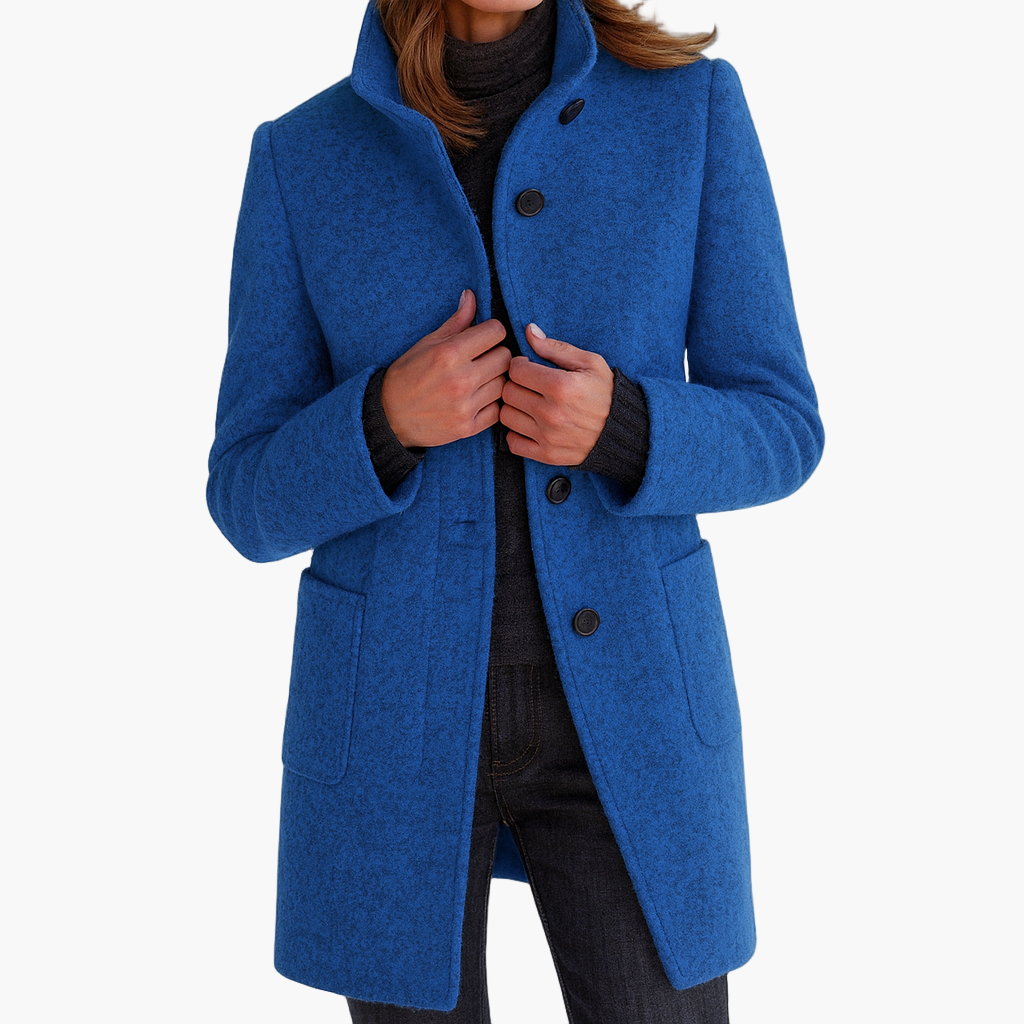 Women's Classic Straight-Cut Winter Coat with High Collar – Elegant Everyday Outerwear