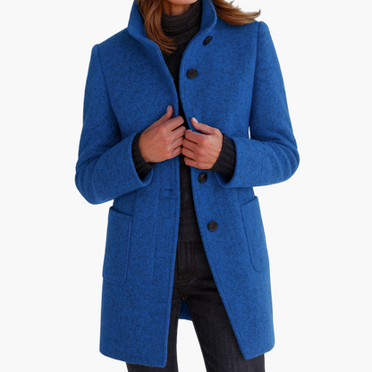 Women's Classic Straight-Cut Winter Coat with High Collar – Elegant Everyday Outerwear