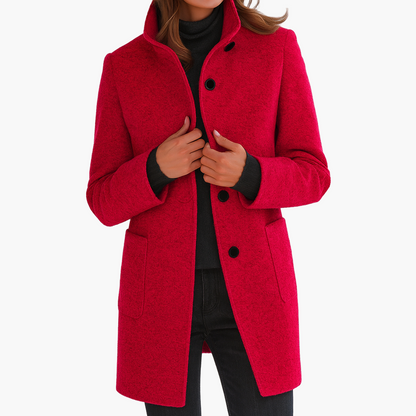 Women's Classic Straight-Cut Winter Coat with High Collar – Elegant Everyday Outerwear